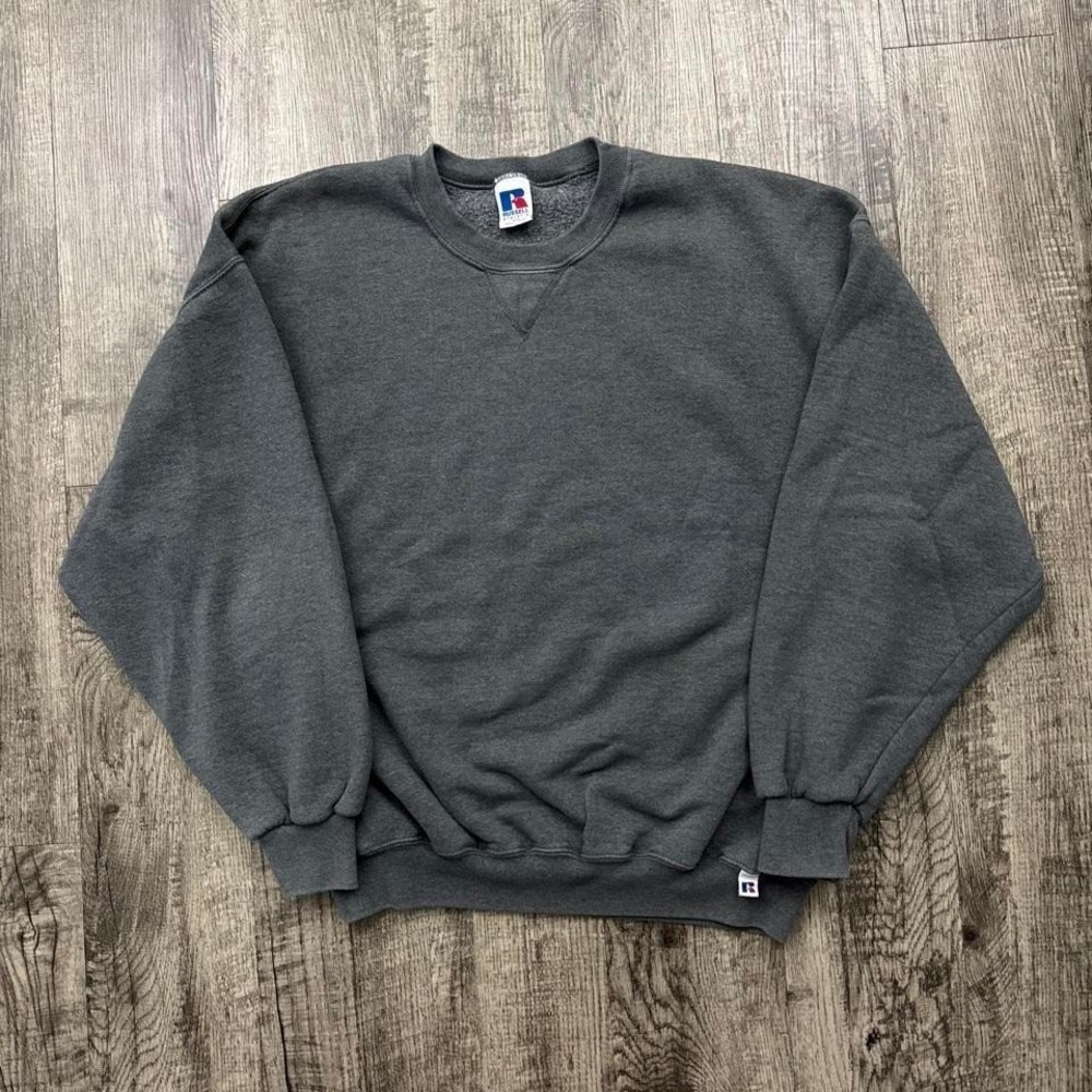 Vintage 90s Russell Athletic Boxy Blank Grey Sweatshirt 2XL